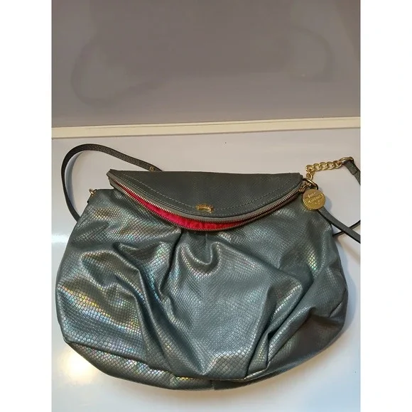 Vinage Juicy Couture‎ Metallic Snake Embossed Crossbody Shoulder Bag Gold Chain - Picture 10 of 12